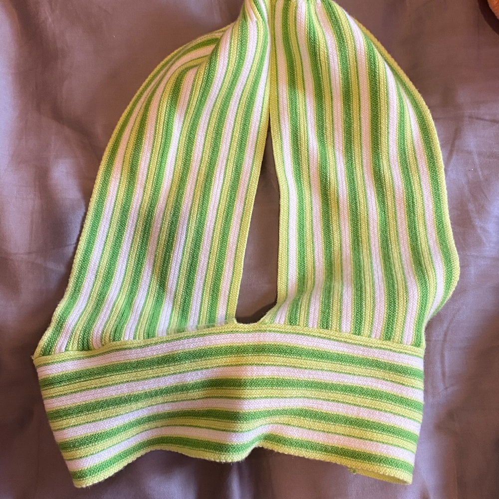 Striped Green and White Top
